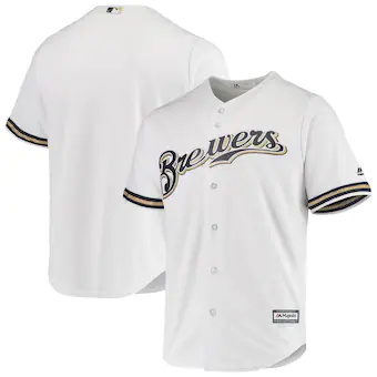 mens majestic white milwaukee brewers team official jersey_